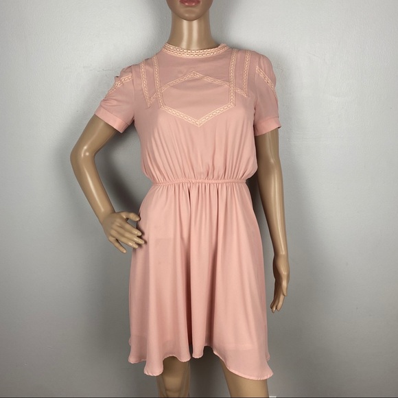 PARKER PINK EMBROIDERED SHORT SLEEVE MINI DRESS - Picture 2 of 7